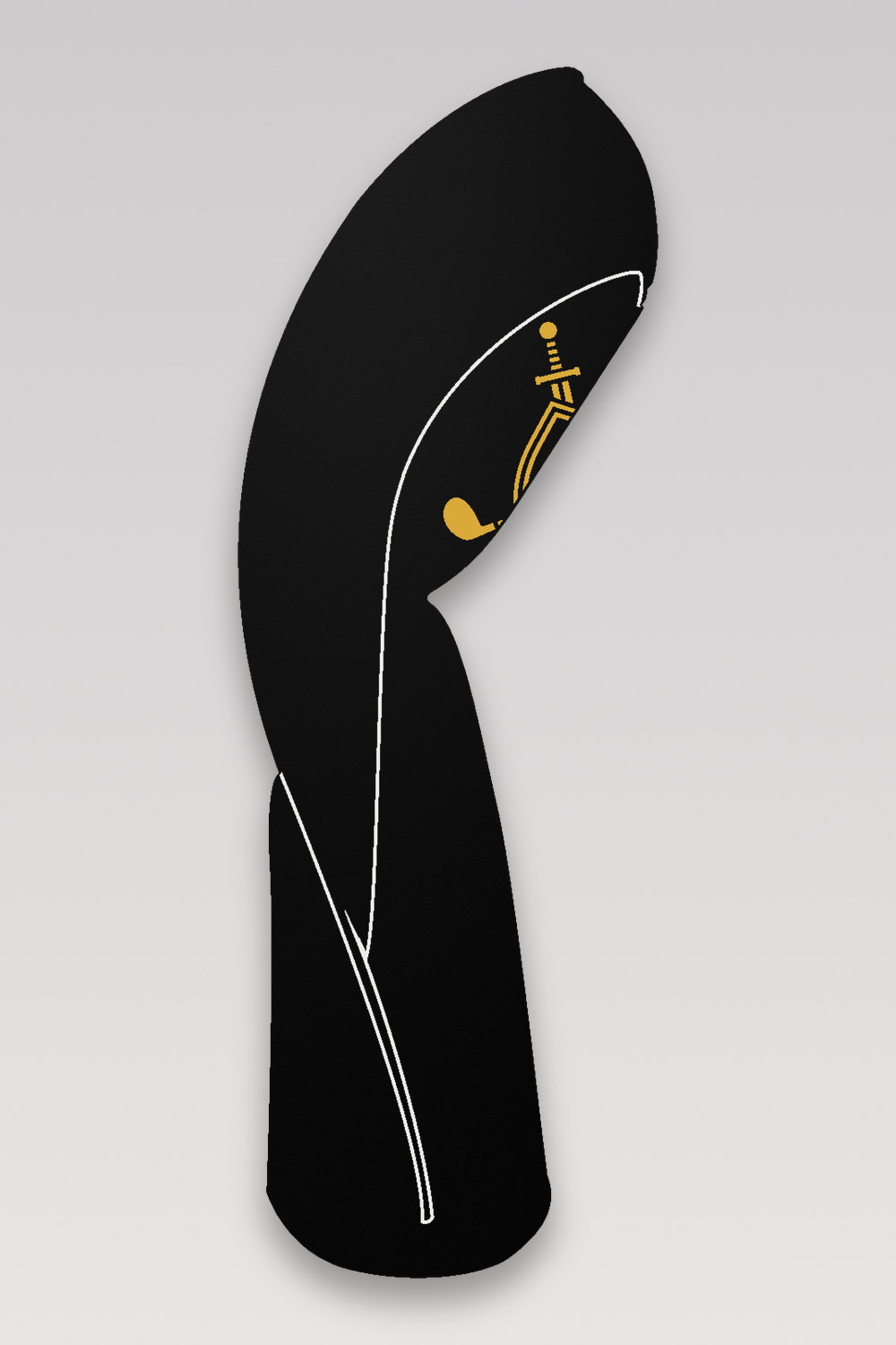 Fairhair Golf driver headcover, side, black with gold embroidery